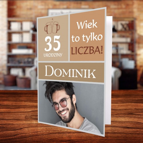 Kartka z okazji urodzin dla niego ze zdjęciem i życzeniami - Tylko liczba