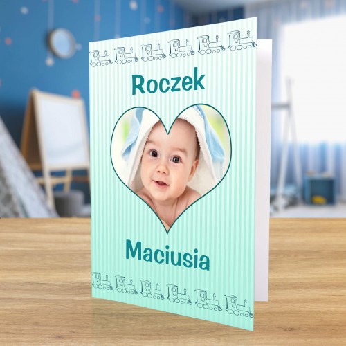 Kartka urodzinowa dla chłopca ze zdjęciem - Mam już roczek