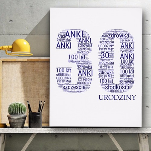 Obraz na płótnie z liczbą 30 - oryginalny prezent na urodziny dla niej