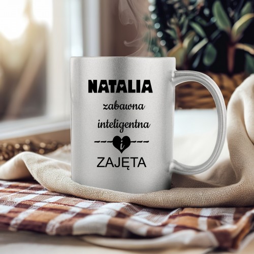 Kubek srebrny z nadrukiem dla niej - Zajęta
