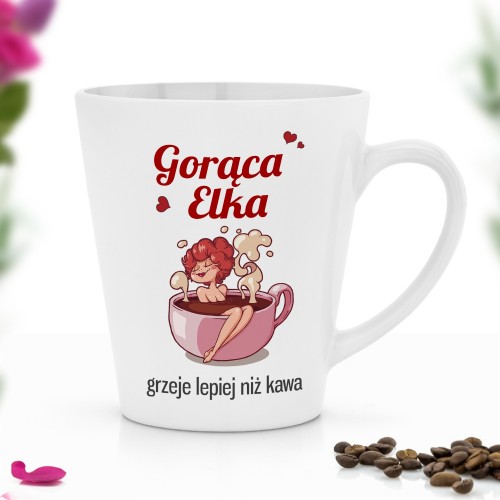 Prezent na urodziny dla niej - kubek z nadrukiem dedykacji Gorąca z imieniem