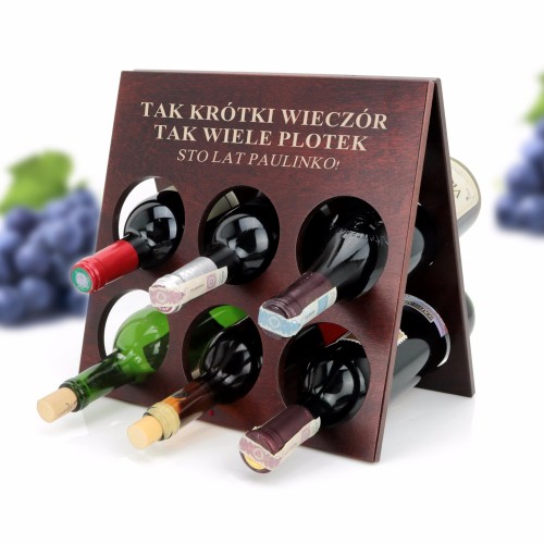 Grawerowany stojak na wino z imieniem na prezent urodzinowy