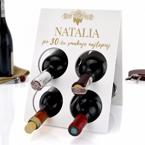Stojak na wino drewniany z grawerem na urodziny - Idealny smak
