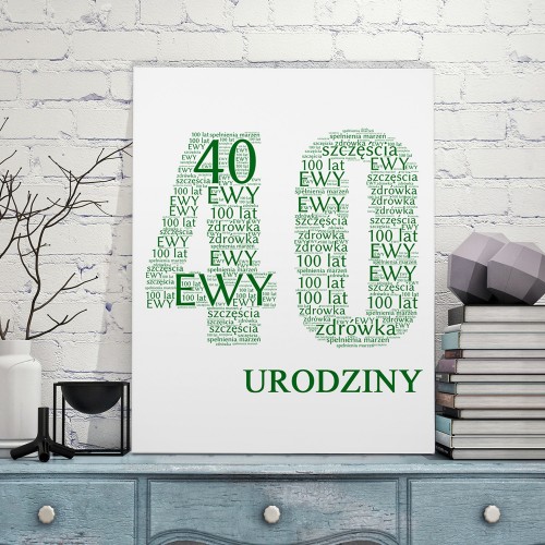Obraz ze słów na płótnie na prezent z okazji 40 urodzin