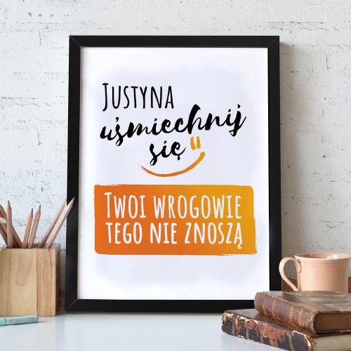 Plakat w ramce (30x40 cm) dla niej - Uśmiechnij się