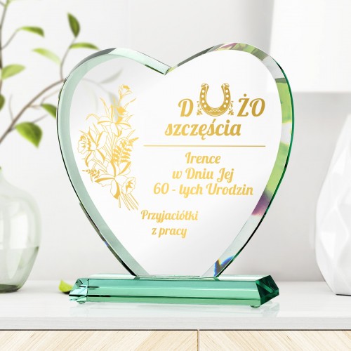 Statuetka serce ze złoconym grawerem dla niej - Urodziny