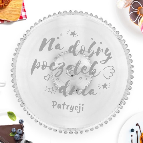 Patera na ciasto z grawerem dla niej - Dobry początek dnia
