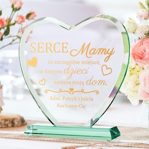Serce szklane z grawerem na Dzień Matki - Nasz dom