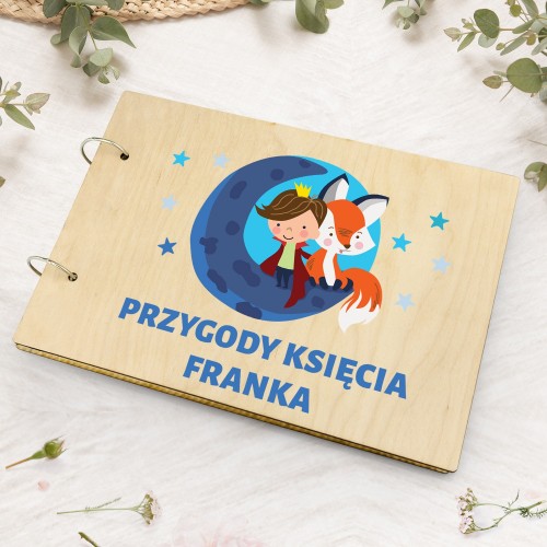 Album na zdjęcia drewniany z nadrukiem - Przygody Księcia