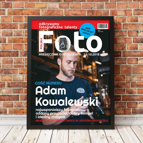 Plakat w ramce (30x40 cm) Okładka magazynu dla niego - Miesięcznik Foto