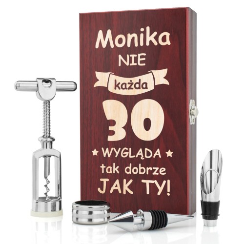 Zestaw do wina 4-elementowy z nadrukiem na urodziny - Dobry Wygląd