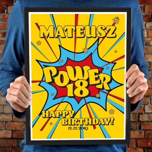Plakat w ramce (30x40 cm) na 18 urodziny dla niego - Wystrzałowe Urodziny