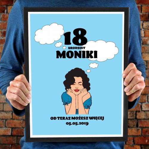 Plakat w ramce (30x40 cm) na 18 urodziny dla niej - Możesz Więcej