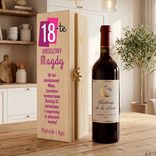 Skrzynka na wino z nadrukiem na 18 urodziny - Na Imprezę