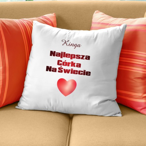 Poduszka dekoracyjna z nadrukiem imienia dla córki - Serce dla córki