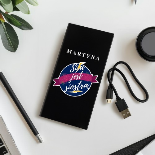 Powerbank 20000mah z nadrukiem dla siostry - Siła jest siostrą