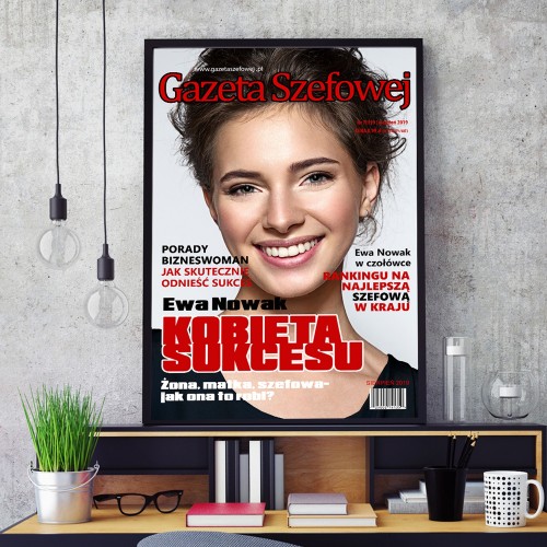 Okładka gazety w ramce (30x40) ze zdjęciem dla szefowej - Gazeta Szefowej