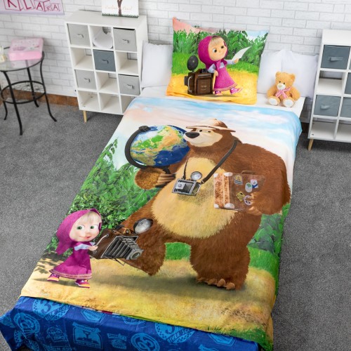 Komplet pościeli dziecięcej 160x200 - Masza i Niedźwiedź