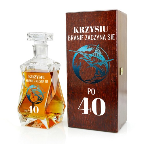 Karafka z nadrukiem w pudełku na 40 urodziny dla przyjaciela - Branie po 40