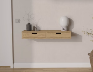 Wisząca drewniana konsola z szufladami do przedpokoju, na korytarz 90x30 cm