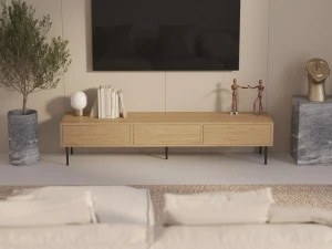 Szafka pod telewizor dębowa 200 cm w stylu loft