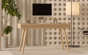 Duże biurko 130 cm z 3 szufladami - fronty z lameli dębowych