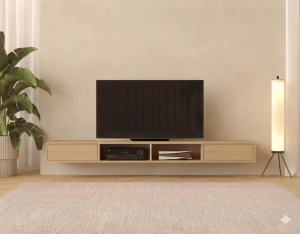 Długa podwieszana szafka RTV 240 cm w nowoczesnym stylu