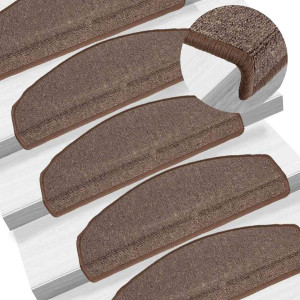 vidaXL Trappematter 15 stk 65x24x4 cm kaffebrune halvrund store