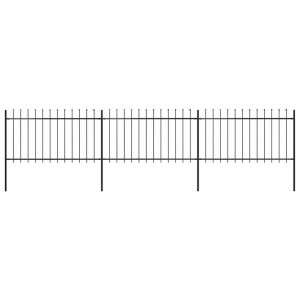 vidaXL Hagegjerde med spydtopp stål 504x100 cm svart