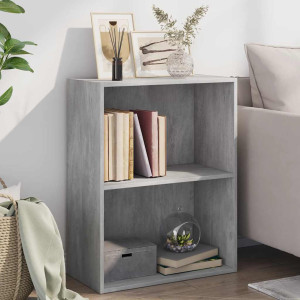 vidaXL Bokhylle 2 nivåer betonggrå 60x30x76,5 cm konstruert tre