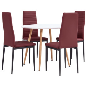 vidaXL Set bucătărie, 5 piese, piele ecologică, vișiniu