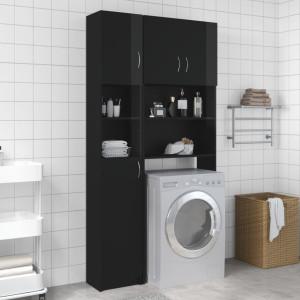 vidaXL Dulap de baie, negru extralucios, 32 x 25,5 x 190 cm, PAL