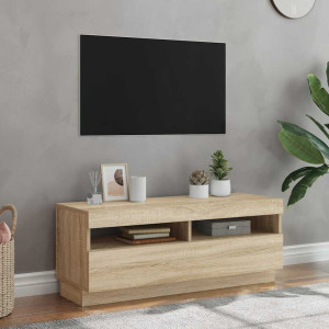 vidaXL TV-benk med LED-lys sonoma eik 100x35x40 cm