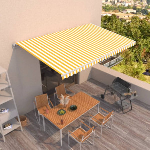 vidaXL Manuell uttrekkbar markise 500x300 cm gul og hvit