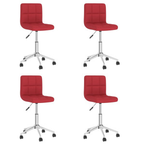vidaXL Scaune de masă pivotante, 4 buc., roșu vin, textil