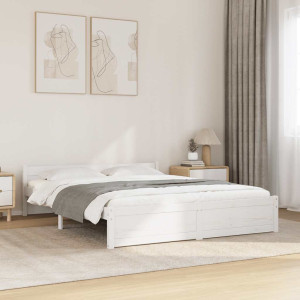 vidaXL Sengeramme hvit heltre 135x190 cm Double