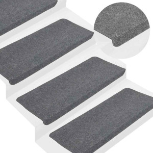 vidaXL Selvklebende trappematter 15 stk 65x24,5x3,5 cm grå
