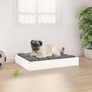 vidaXL Hundeseng hvit 61,5x49x9 cm heltre furu