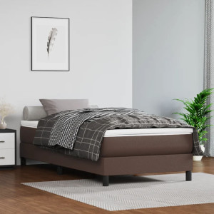 vidaXL Pocketfjærmadrass medium brun 90x200x20 cm kunstlær