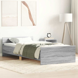 vidaXL Sengeramme grå sonoma 100x200 cm konstruert tre