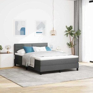 vidaXL Boksfjær Seng med hodegjerde Mørkegrå 140 x 190 cm stoff