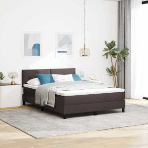 vidaXL Boksfjær Seng med hodegjerde Mørk brun 160 x 200 cm stoff