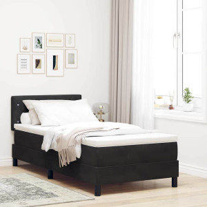 vidaXL Boksfjær Seng med madrass Svart 90 x 190 cm Fløyel