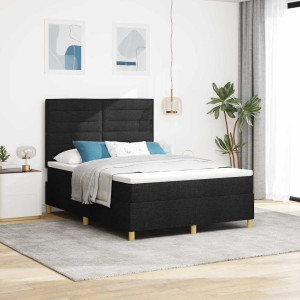 vidaXL Boksfjær Seng med madrass Svart 140 x 200 cm stoff