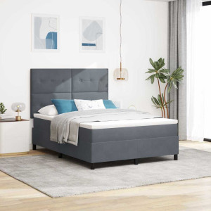vidaXL Boksfjær Seng med hodegjerde Mørkegrå 140 x 200 cm Fløyel