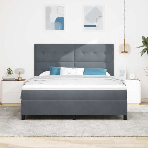 vidaXL Boksfjær Seng med hodegjerde Mørkegrå 180 x 200 cm Fløyel