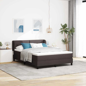 vidaXL Boksfjær Seng med hodegjerde Mørk brun 140 x 200 cm stoff