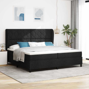 vidaXL Boksfjær Seng med hodegjerde Svart 200 x 200 cm stoff