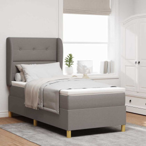 vidaXL Boksfjær Seng med hodegjerde Gråbrun 200 x 90 cm stoff
