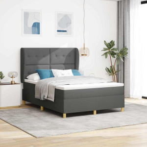 vidaXL Boksfjær Seng med hodegjerde Mørkegrå 200 x 140 cm stoff